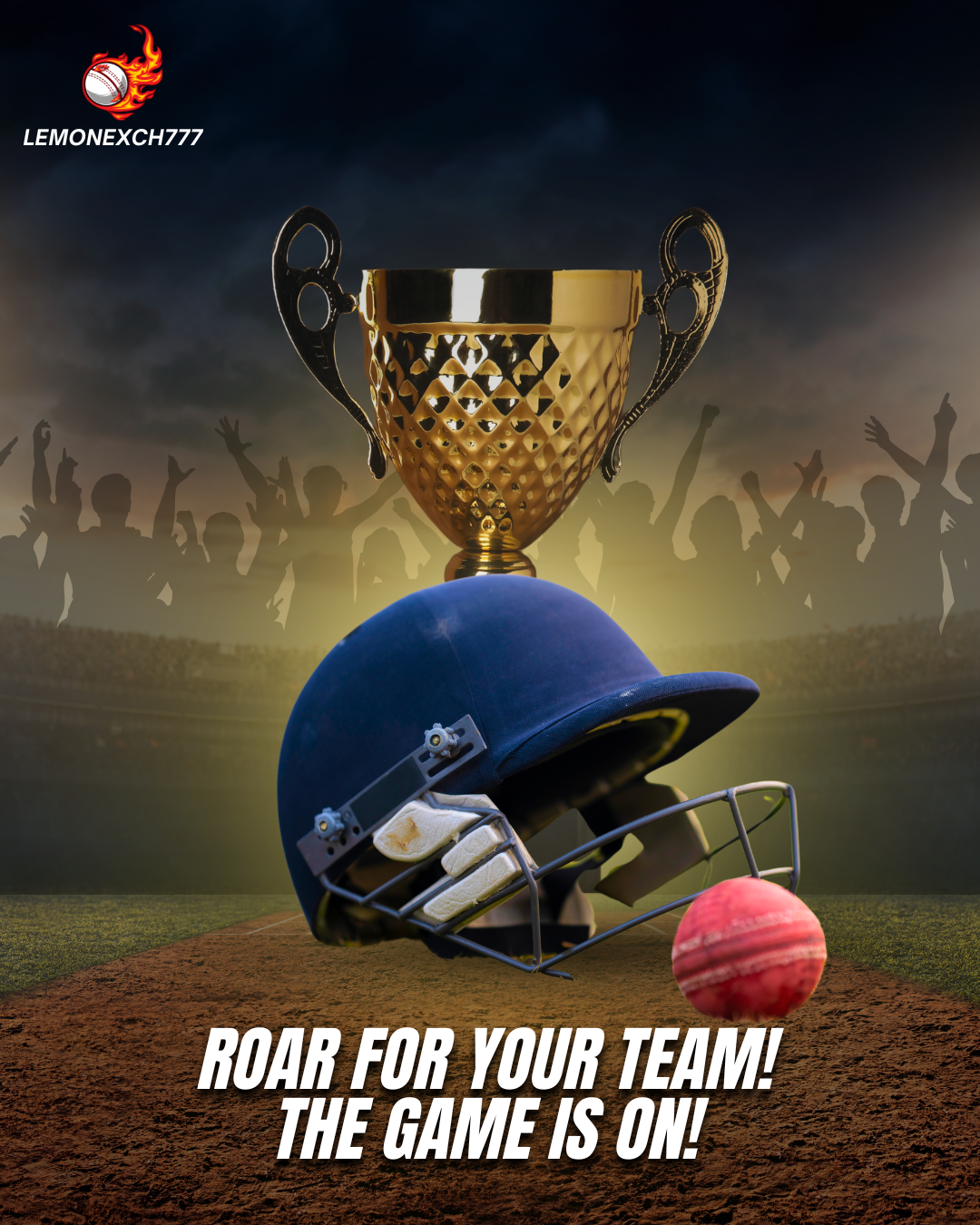 Gold and Blue Bold Dynamic Cricket Sports